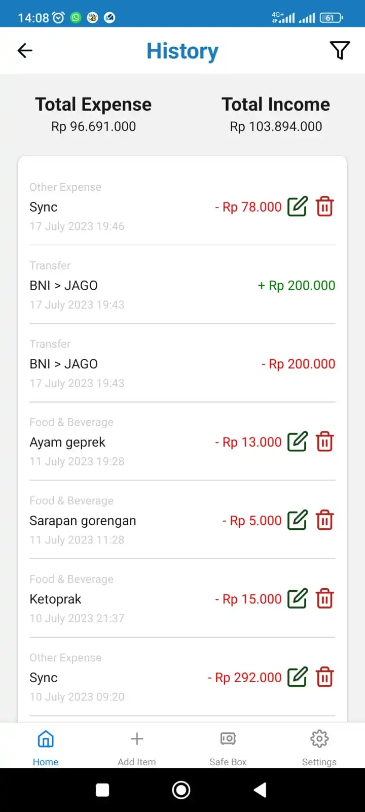 Categories Screenshot